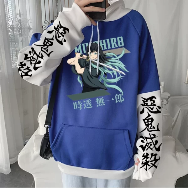 demon slayer anime harajuku hoodie men cool cartoon printed tokitou muichirou sweatshirt plus size imetsu no yaiba manga hoodies