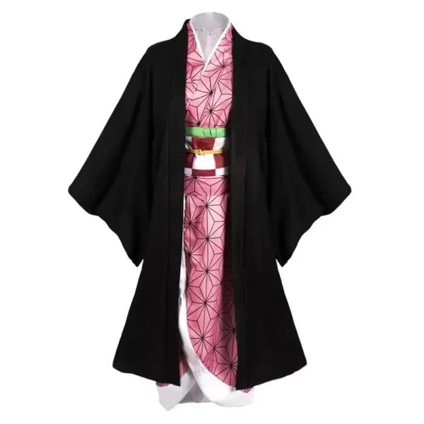 anime kimetsu no yaiba kamado nezuko cosplay costume kimono demon slayer cosplay wigs hairs halloween carnival women outfit