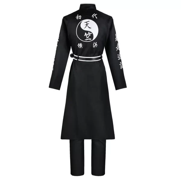 anime tokyo revengers cosplay tenjiku ran haitani costume black trench uniform suits halloween carnival party outfits with wig