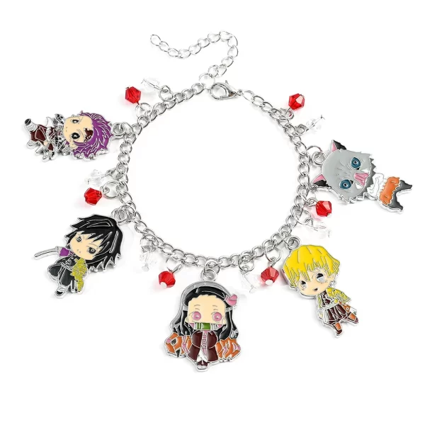 anime demon slayer figure bracelet kamado nezuko agatsuma zenitsu hashibira inosuke metal cartoon bangle for fans party gifts