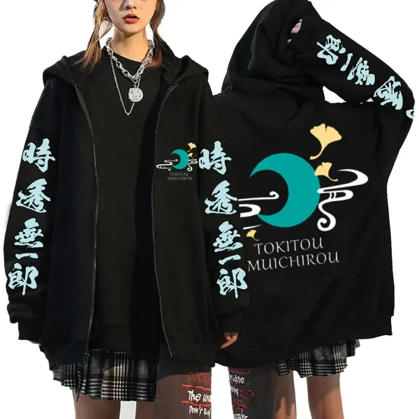 demon slayer zip hoodies new oversized long sleeve pullovers tops fashion anime tokito muichiro zipper coat streetwear jackets