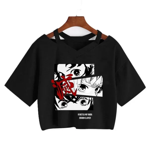 demon slayer t shirt nezuko tshirt women kimetsu no yaiba crop top tees japanese anime tanjirou kamado tops manga t shirt female