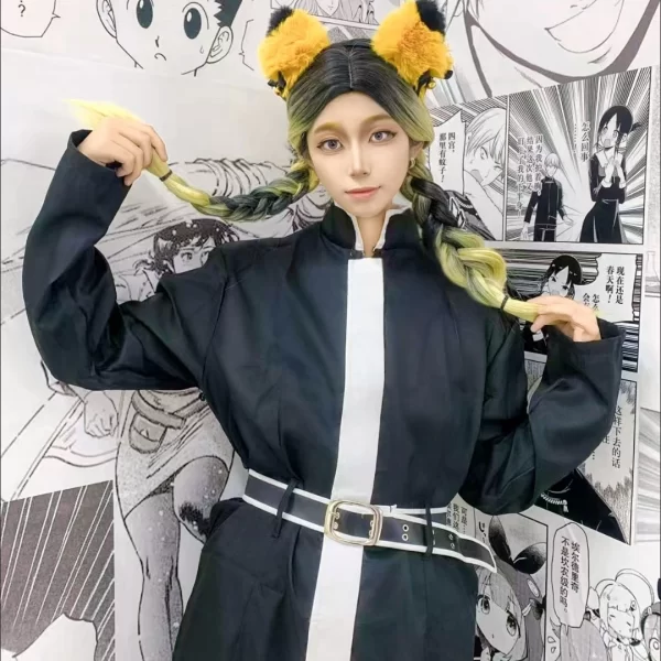 anime tokyo revengers cosplay tenjiku ran haitani costume black trench uniform suits halloween carnival party outfits with wig