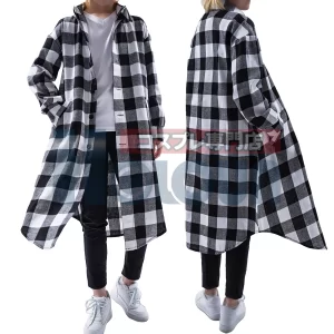 holoun anime tokyo manji gang manjiro sano mikey cosplay costume long sleeve plaid shirts blouses coat daily casual wear