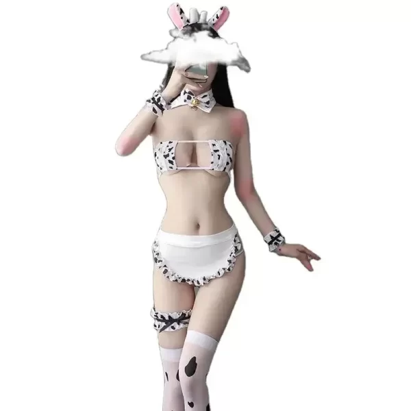 cow cosplay costume maid tankini swimsuit anime bikini set girls women lingeire clothing lolita bra and panty set stockings
