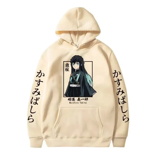 demon slayer muichiro tokito graphic hoodie pullover harajuku streetwear hoodies winter sweatshirt fleece sport jogging top