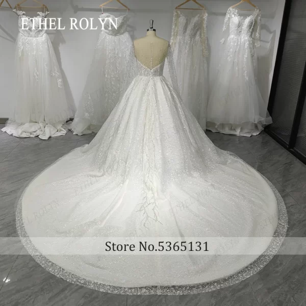ethel rolyn luxury wedding dress for women new glitter long sleeve princess sweetheart backless bridal gown vestidos de novia
