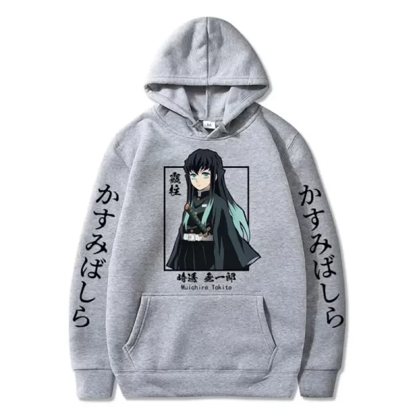 demon slayer muichiro tokito graphic hoodie pullover harajuku streetwear hoodies winter sweatshirt fleece sport jogging top