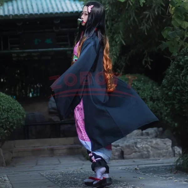 anime demon slayer nezuko cosplay costume kimono kimetsu no yaiba kamado nezuko costume wig womens girls kimono uniform clothes
