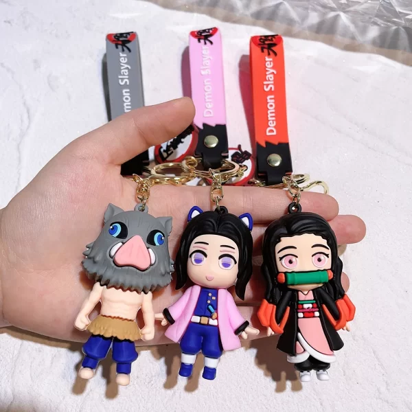 hot demon slayer kimetsu yaiba blade of ghost keychain cute characters bag pendant car key chain ring fans gift anime jewelry