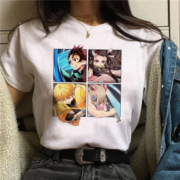 demon slayer t shirt women kimetsu no yaiba nezuko tshirt female tanjirou kamado graphic tee shirt japanese anime manga t shirt