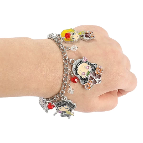anime demon slayer figure bracelet kamado nezuko agatsuma zenitsu hashibira inosuke metal cartoon bangle for fans party gifts