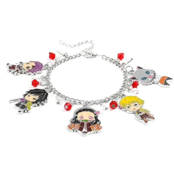 anime demon slayer figure bracelet kamado nezuko agatsuma zenitsu hashibira inosuke metal cartoon bangle for fans party gifts