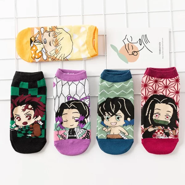 anime demon slayer kimetsu no yaiba sock short socks cosplay prop cartoons anime kamado tanjirou kamado nezuko cotton socks hall