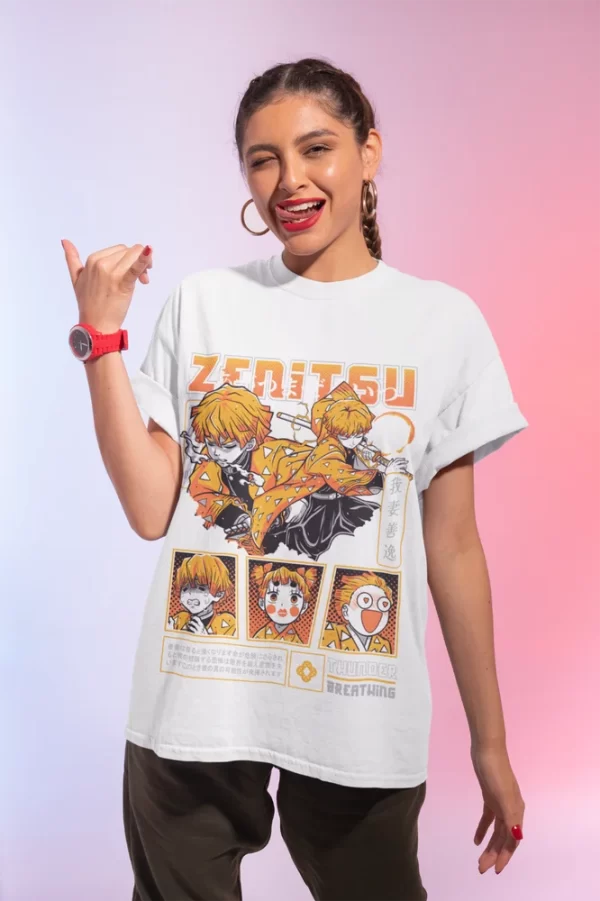 agatsuma zenitsu t shirt demon slayer kimetsu no yaiba movie halloween shirt