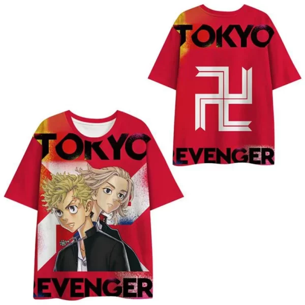 2024 summer tokyo avengers t shirt anime 3d printing men's fashion oversized large size loose comfortable breathable fashion top