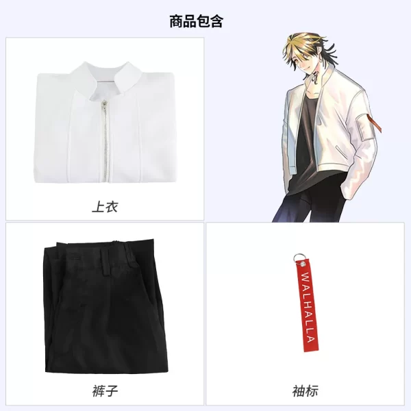anime tokyo revengers cosplay costumes kazutora hanemiya jacket baseball white coat valhalla uniform mikey draken halloween pant