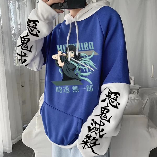 demon slayer anime harajuku hoodie men cool cartoon printed tokitou muichirou sweatshirt plus size imetsu no yaiba manga hoodies