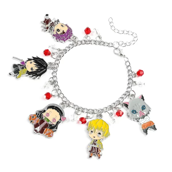 anime demon slayer figure bracelet kamado nezuko agatsuma zenitsu hashibira inosuke metal cartoon bangle for fans party gifts