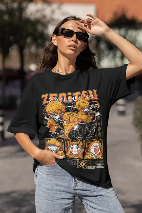 agatsuma zenitsu t shirt demon slayer kimetsu no yaiba movie halloween shirt
