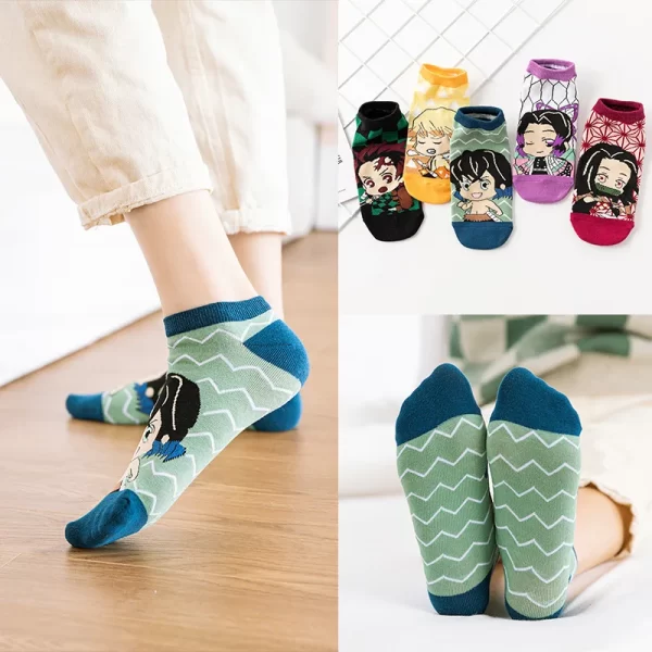 anime demon slayer kimetsu no yaiba sock short socks cosplay prop cartoons anime kamado tanjirou kamado nezuko cotton socks hall