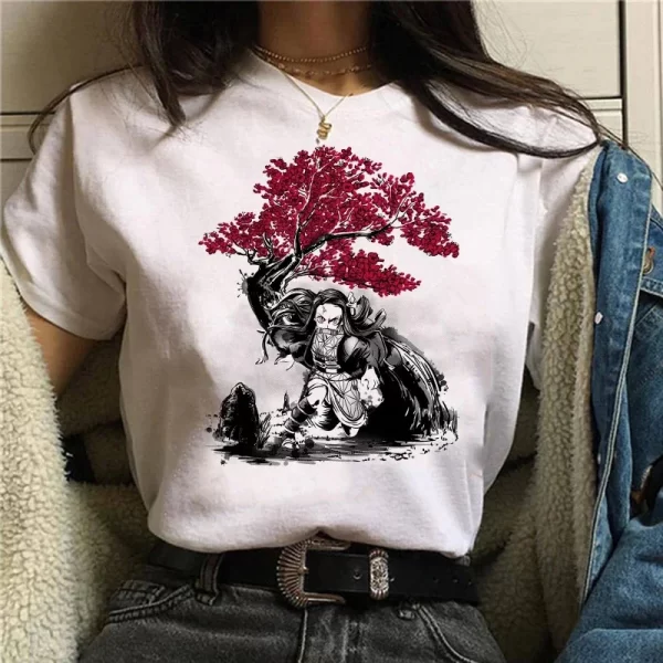 demon slayer t shirt women kimetsu no yaiba nezuko tshirt female tanjirou kamado graphic tee shirt japanese anime manga t shirt