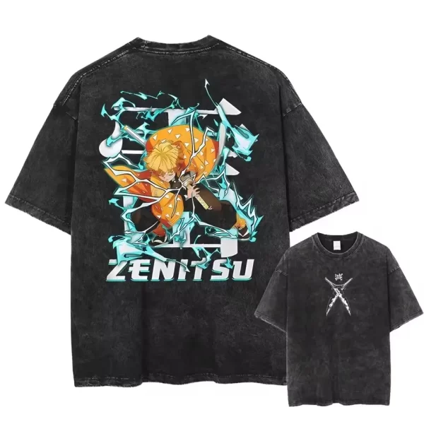 demon slayer uzui tengen anime vintage washed tee shirt women clothing short sleeve round neck printing pullover t shirt 40979