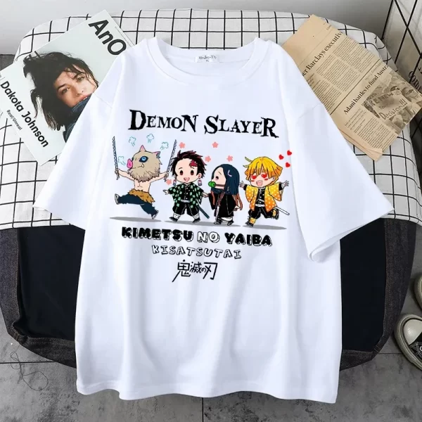 japanese anime demon slayer t shirt unisex kawaii kimetsu no yaiba graphic tees tanjirou kamado unisex tops funny tshirt unisex