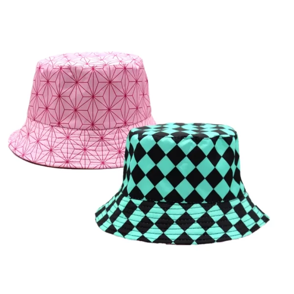 outdoor demon slayer fisherman cap anime cosplay kamado tanjirou nezuko no yaiba printing bucket hat sunhat costume party
