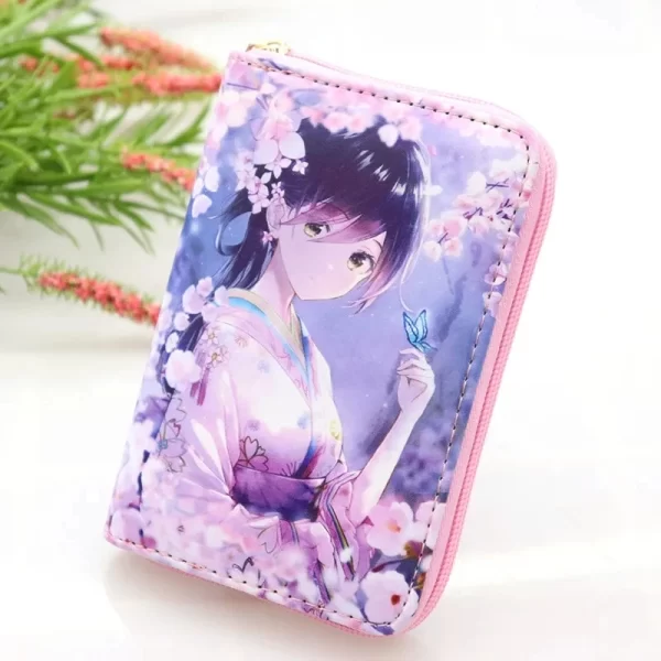 anime demon slayer mini wallet kamado nezuko tsuyuri kanao cosplay portable zero purse pu leather multi layer wallets