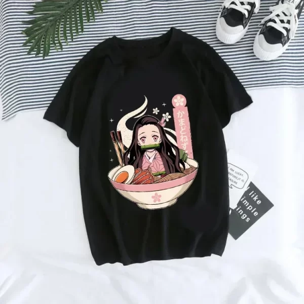 japanese anime demon slayer t shirt for women kimetsu no yaiba nezuko t shirt female tanjirou kamado graphic y2k clothes tops
