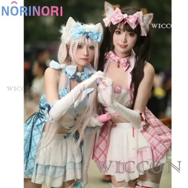 anime game nekopara vanilla chocola cosplay costume nekomimi paradise wig printing maid attire woman sexy kawaii carnival suit