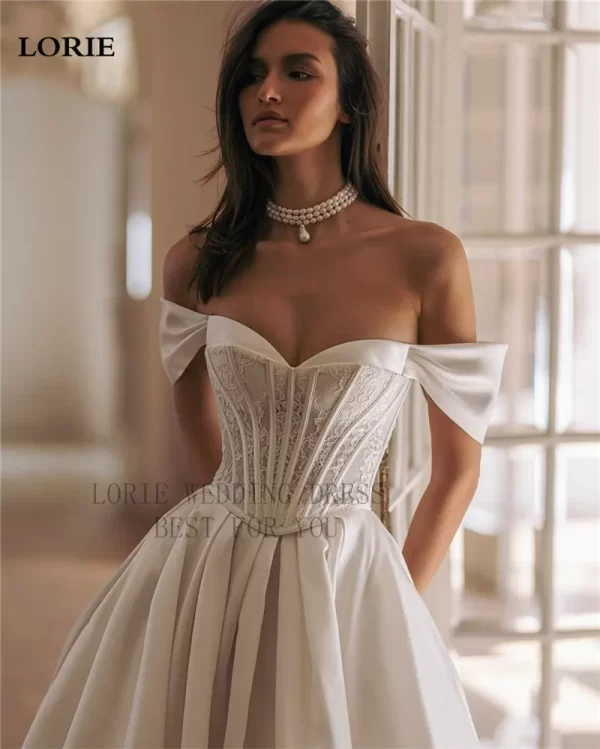 lorie corset lace wedding dress a line princess bride dress with pockets princess women wedding party gowns 2024