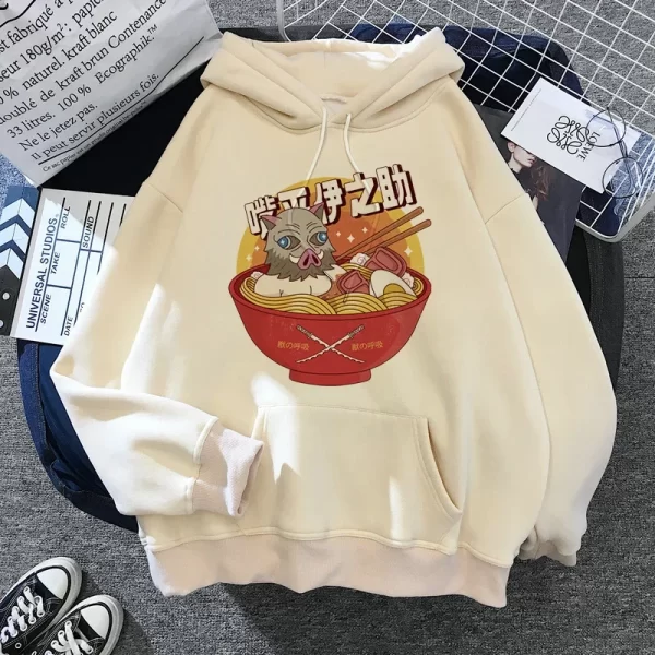japan anime demon slayer hoodies unisex japanese 2000s style y2k casual hooded sweatshirt harajuku cartoon manga khaki pullovers