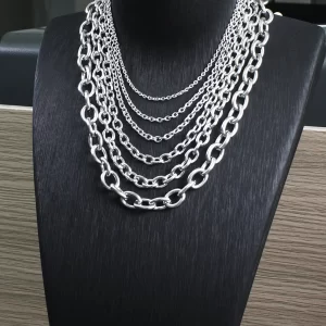 jhjt cross o chain necklace for men women hip hop stainless steel necklace unisex accessoires 2.5mm 3mm 4mm 6mm 8mm wholesale