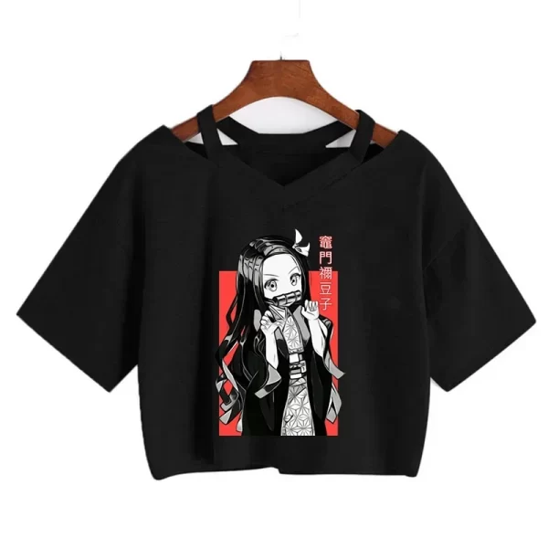 demon slayer t shirt nezuko tshirt women kimetsu no yaiba crop top tees japanese anime tanjirou kamado tops manga t shirt female