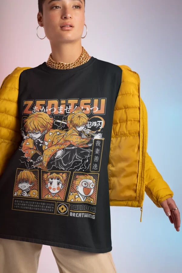 agatsuma zenitsu t shirt demon slayer kimetsu no yaiba movie halloween shirt