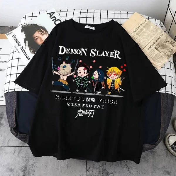 japanese anime demon slayer t shirt unisex kawaii kimetsu no yaiba graphic tees tanjirou kamado unisex tops funny tshirt unisex