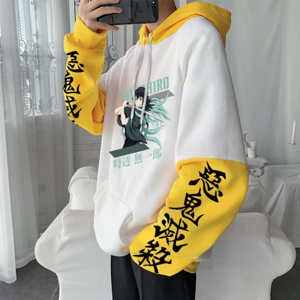 demon slayer anime harajuku hoodie men cool cartoon printed tokitou muichirou sweatshirt plus size imetsu no yaiba manga hoodies