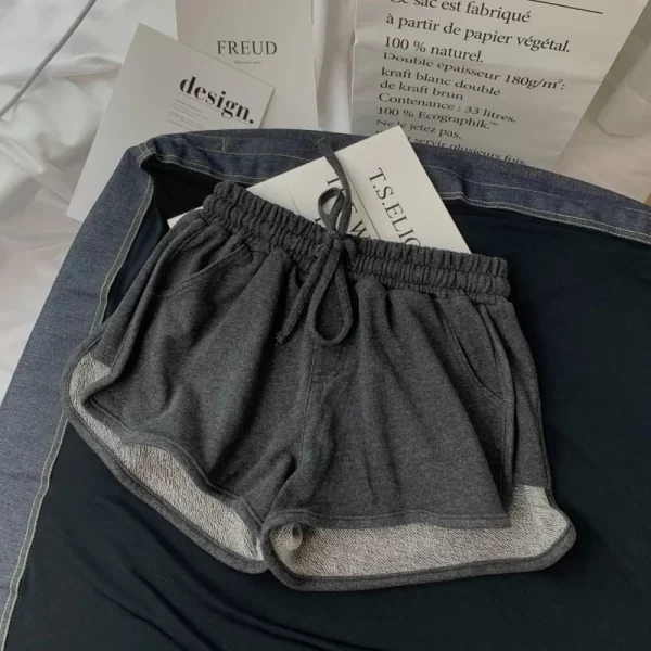 summer loose shorts women fashion casual fitness shorts ladies grey black solid high waist shorts elastic waist 2023