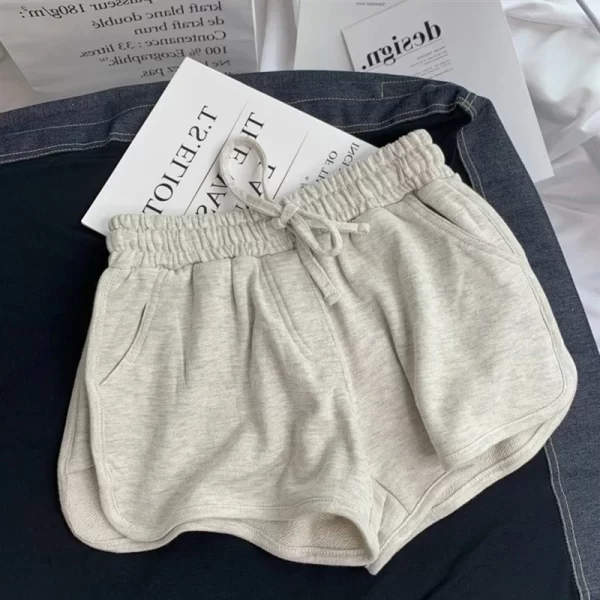 summer loose shorts women fashion casual fitness shorts ladies grey black solid high waist shorts elastic waist 2023